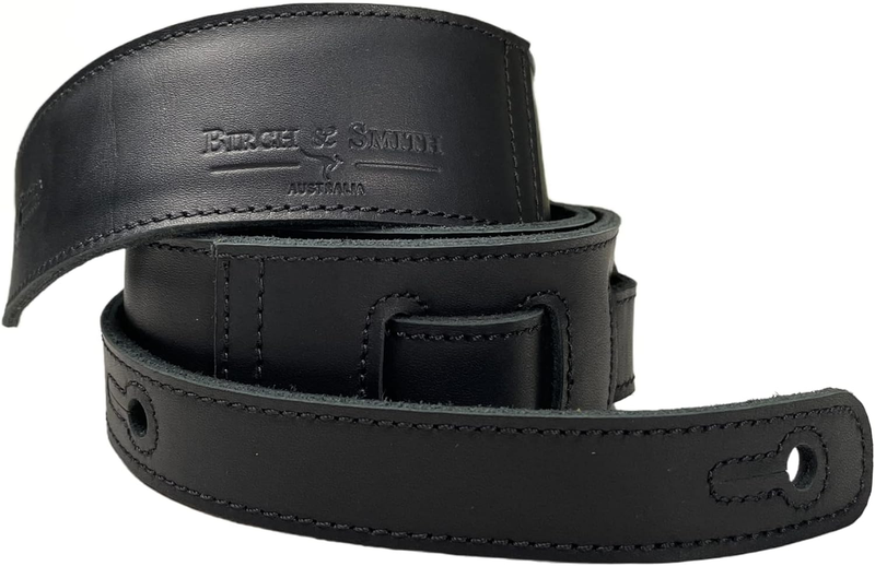 Birch ＆ Smith フルグレインレザーギターストラップ フォームパッド入り エレクトリック/アコースティック/ベースギターに最適 (幅2インチ カーボンブラック) BIRCH \u0026 SMITH Full Grain Leather Guitar Strap,